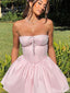Gorgeous Strapless Square Pink A-line Short Mini Homecoming Dress,HM349