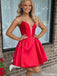 Elegant V-neck Notched Strapless A-line Short Mini Homecoming Dress,HM351