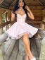 Elegant Spaghetti Strap V-neck A-line Short Mini Homecoming Dress,HM355