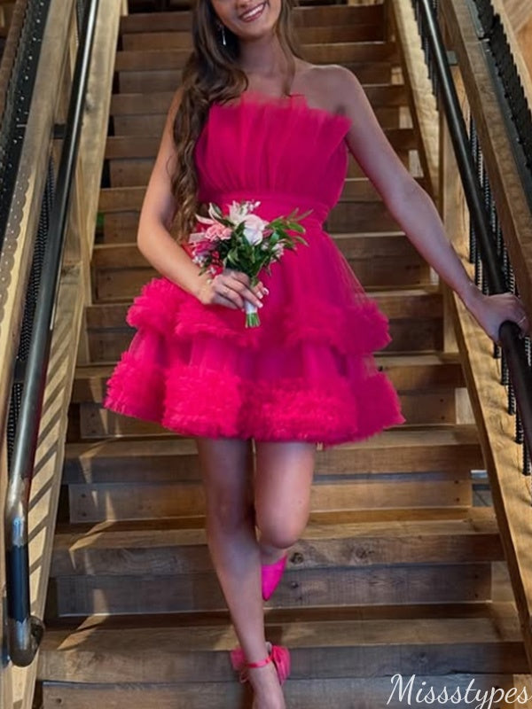 Gorgeous Strapless A-line Short Mini Homecoming Dress,HM357