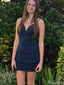 Casual Spaghetti Strap V-neck Sheath Short Mini Homecoming Dress,HM358