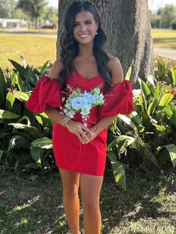Elegant Strapless Sweetheart Sheath Short Mini Homecoming Dress,HM360