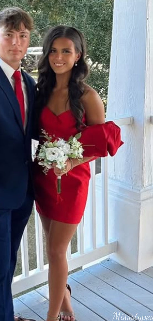 Elegant Strapless Sweetheart Sheath Short Mini Homecoming Dress,HM360