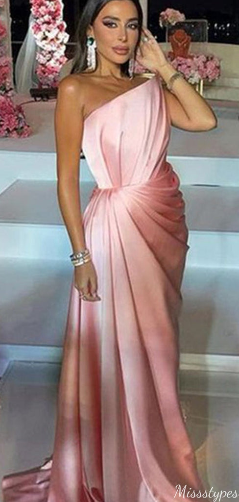 Elegant One-shoulder Mermaid Long Prom Dress Ideas, Evening Party Dresses,ZX912