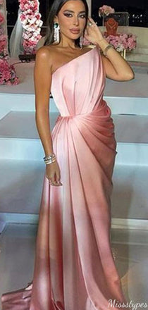 Elegant One-shoulder Mermaid Long Prom Dress Ideas, Evening Party Dresses,ZX912