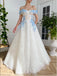 Elegant Off Shoulder Appliqued Dotted White Floor-Length Fashion Prom Dresses,ZX176