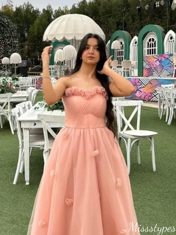 Elegant Strapless Sweetheart A-line Long Prom Dress Ideas, Evening Party Dresses,ZX917
