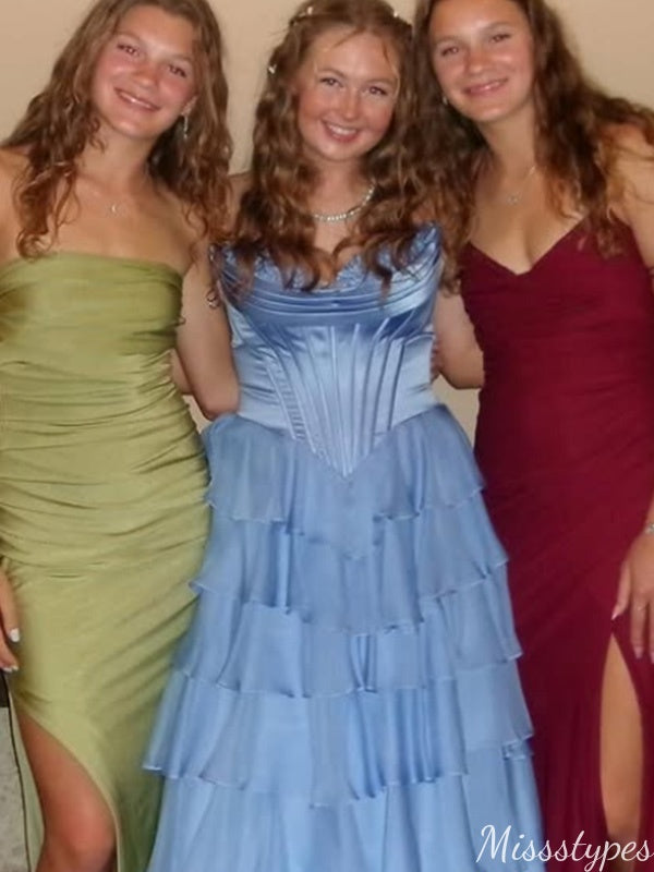 Gorgeous Strapless A-line Long Prom Dress Ideas, Evening Party Dresses,ZX921