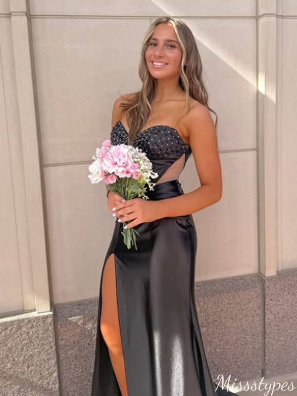 Sexy Sweetheart Strapless Mermaid Long Prom Dress Ideas, Evening Party Dresses,ZX922