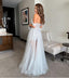 Luxurious Sliver Beaded Sweetheart Tulle See Through Long Prom Evening Dress,ZX361