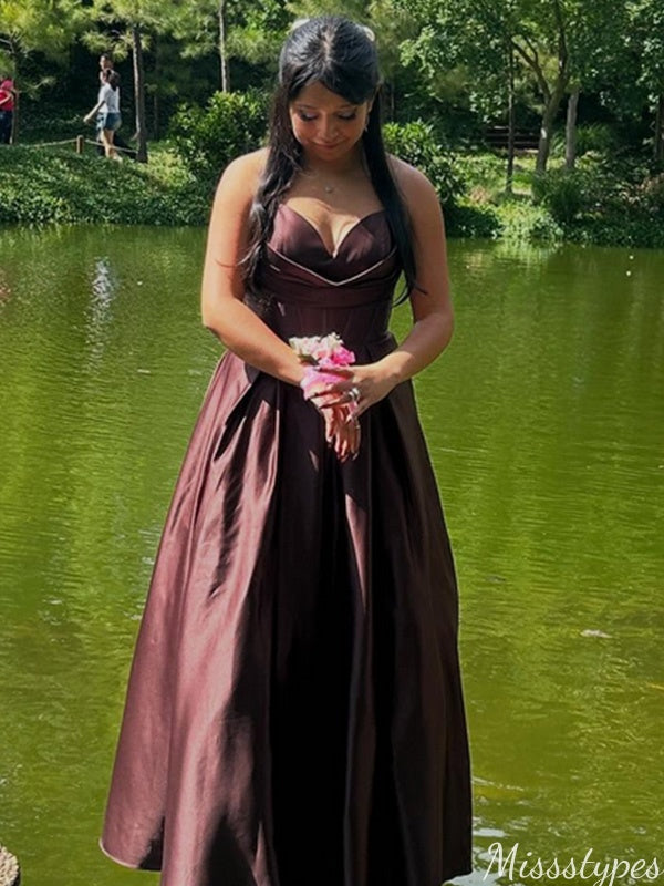 Elegant Spaghetti Strap V-neck A-line Long Prom Dress Ideas, Evening Party Dresses,ZX930