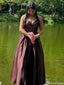 Elegant Spaghetti Strap V-neck A-line Long Prom Dress Ideas, Evening Party Dresses,ZX930
