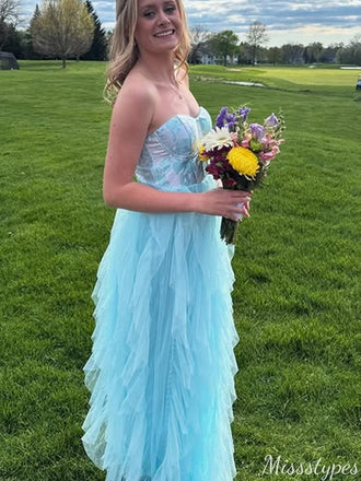 Elegant Strapless A-line Long Prom Dress Ideas, Evening Party Dresses,ZX931