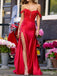 Sexy Red Off Shoulder Appliqued Long Side Slit Floor-Length Mermaid Prom Dresses,ZX53