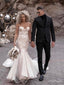 Charming Bodycon White Spaghetti Strap V-Neck Mermaid Wedding Dresses HS38