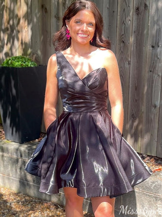 Elegant One-shoulder A-line Short Mini Homecoming Dress,HM367