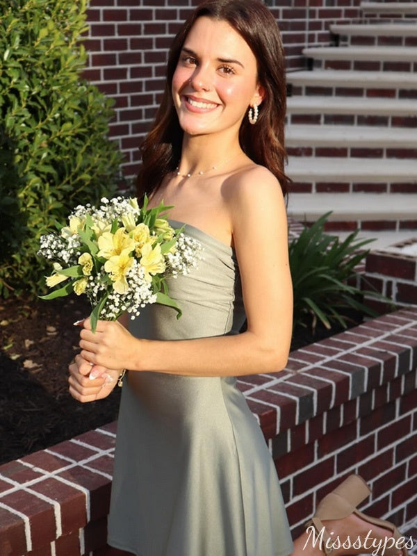 Elegant Strapless A-line Short Mini Homecoming Dress,HM369