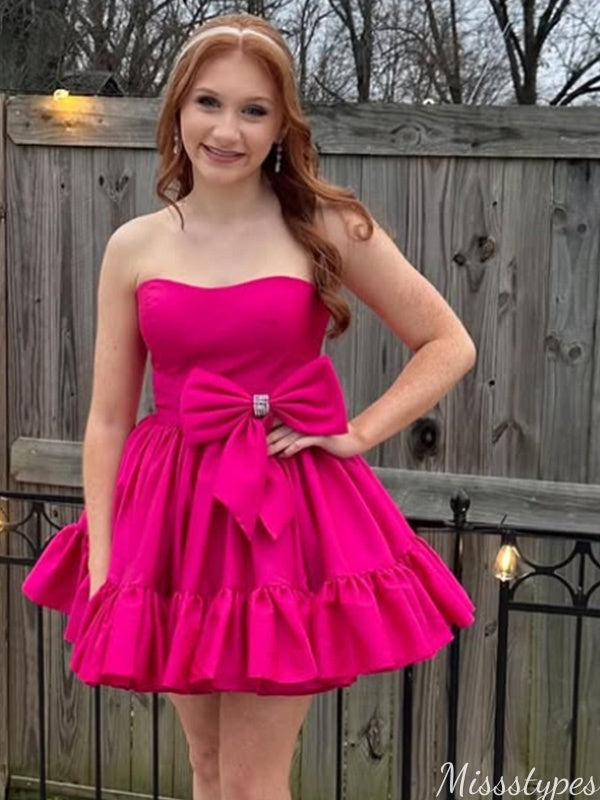 Gorgeous Strapless A-line Short Mini Homecoming Dress,HM370