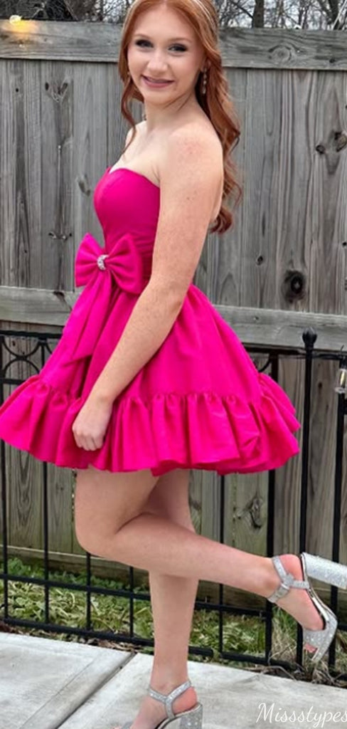 Gorgeous Strapless A-line Short Mini Homecoming Dress,HM370