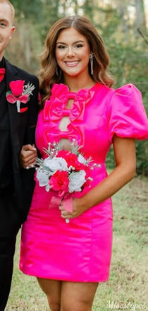 Gorgeous Short Sleeves Sheath Short Mini Homecoming Dress,HM371