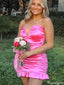 Elegant Strapless Notched Sheath Short Mini Homecoming Dress,HM375