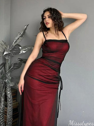 Sexy Spaghetti Strap Square Mermaid Long Prom Dress Ideas, Evening Party Dresses,ZX934