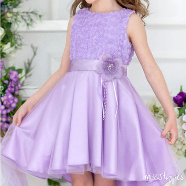 Cute Mini Purple Tulle Ball Gown Flower Girl Dresses, ET04