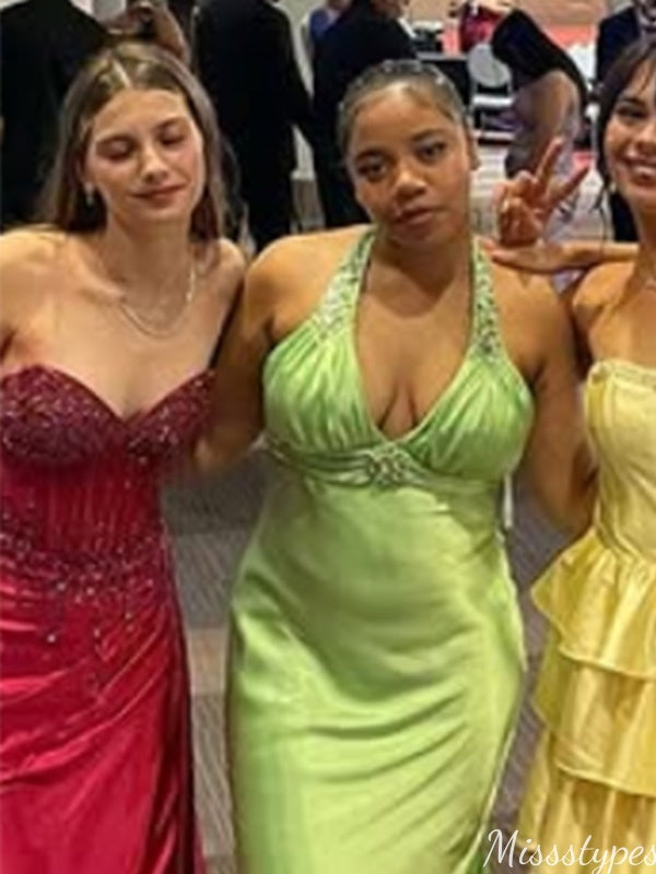 Elegant Strapless Halter Mermaid Long Prom Dress Ideas, Evening Party Dresses,ZX941