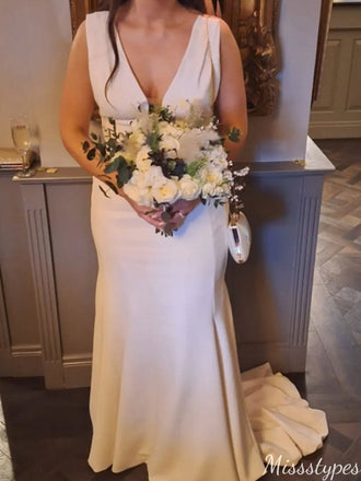 Casual Deep V-neck Mermaid Long Prom Dress Ideas, Evening Party Dresses,ZX943