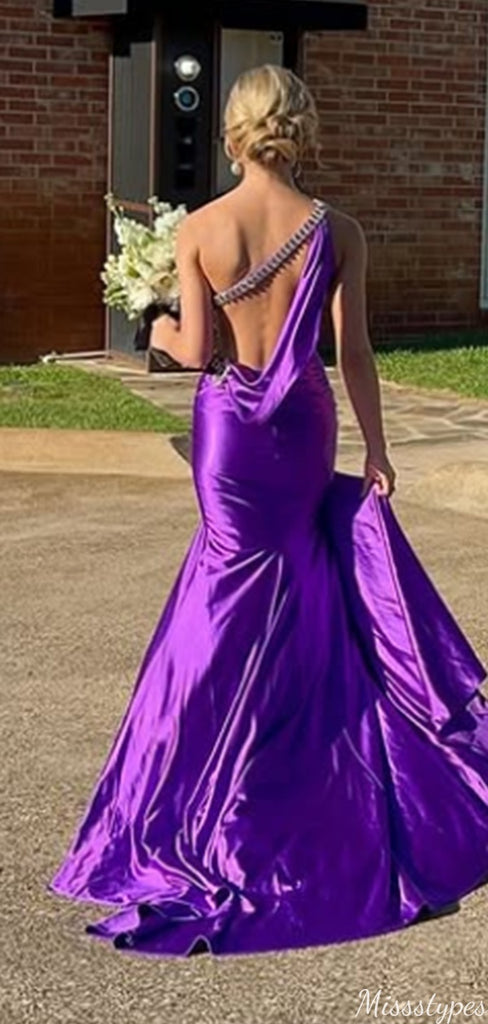 Gorgeous One-shoulder Mermaid Long Prom Dress Ideas, Evening Party Dresses,ZX947
