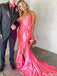 Elegant Spaghetti Strap V-neck Mermaid Long Prom Dress Ideas, Evening Party Dresses,ZX951