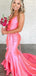 Elegant Spaghetti Strap V-neck Mermaid Long Prom Dress Ideas, Evening Party Dresses,ZX951