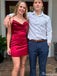 Elegant Spaghetti Strap V-neck Sheath Short Mini Homecoming Dress,HM382