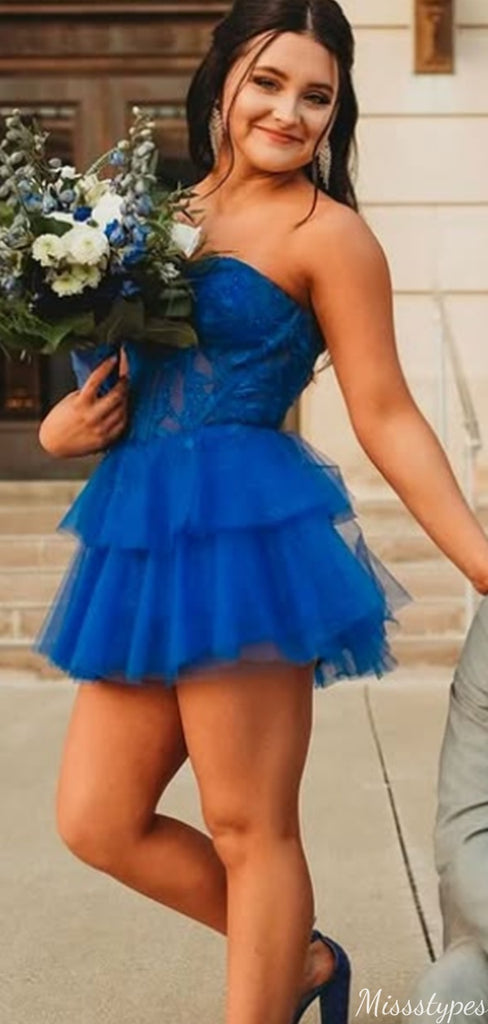 Elegant Strapless Sweetheart A-line Short Mini Homecoming Dress,HM383