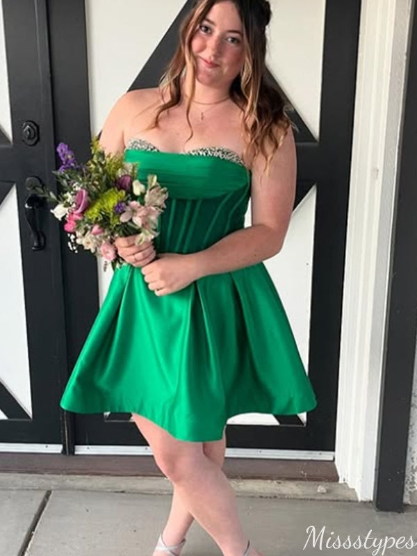 Elegant Strapless Sweetheart A-line Short Mini Homecoming Dress,HM384