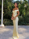 Yellow Alluring Off Shoulder Mermaid Soft Satin Long Prom Evening Dress,ZX310