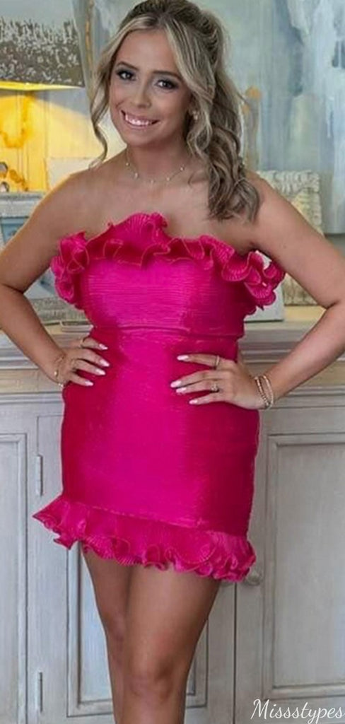 Elegant Strapless Sheath Short Mini Homecoming Dress,HM387