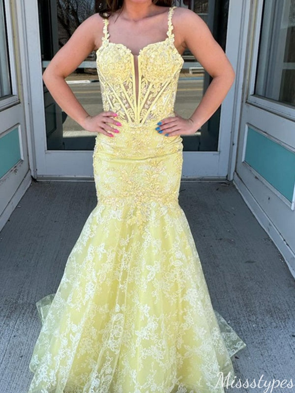 Gorgeous Spaghetti Strap Mermaid Long Prom Dress Ideas, Evening Party Dresses,ZX953