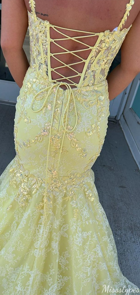 Gorgeous Spaghetti Strap Mermaid Long Prom Dress Ideas, Evening Party Dresses,ZX953