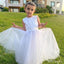 Simple White High-Neck Cute Satin Sleeveless Popular Little Flower Girl Dresses, ET17