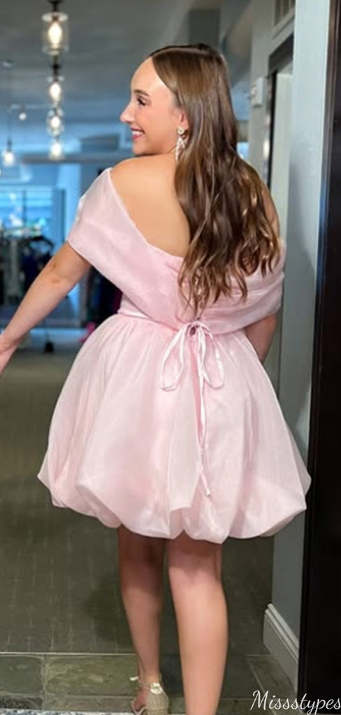 Gorgeous Off-shoulder Notched A-line Short Mini Homecoming Dress,HM393