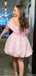 Gorgeous Off-shoulder Notched A-line Short Mini Homecoming Dress,HM393