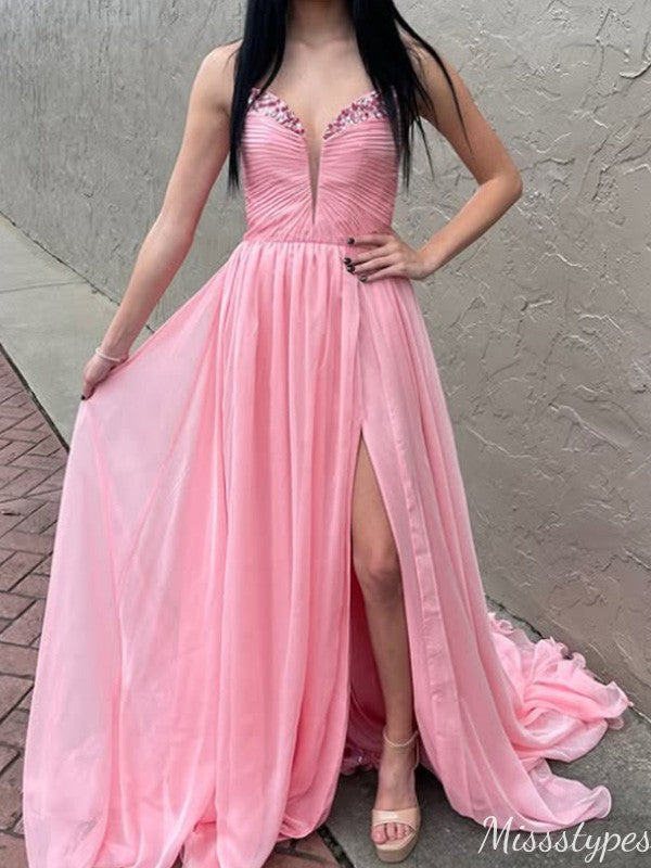 Elegant Strapless Notched A-line Long Prom Dress Ideas, Evening Party Dresses,ZX955