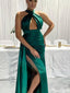 Sexy Halter Notched Mermaid Long Prom Dress Ideas, Evening Party Dresses,ZX957