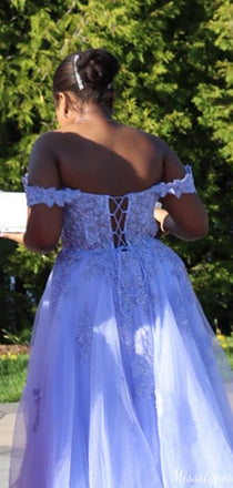 Gorgeous Off-shoulder A-line Long Prom Dress Ideas, Evening Party Dresses,ZX959