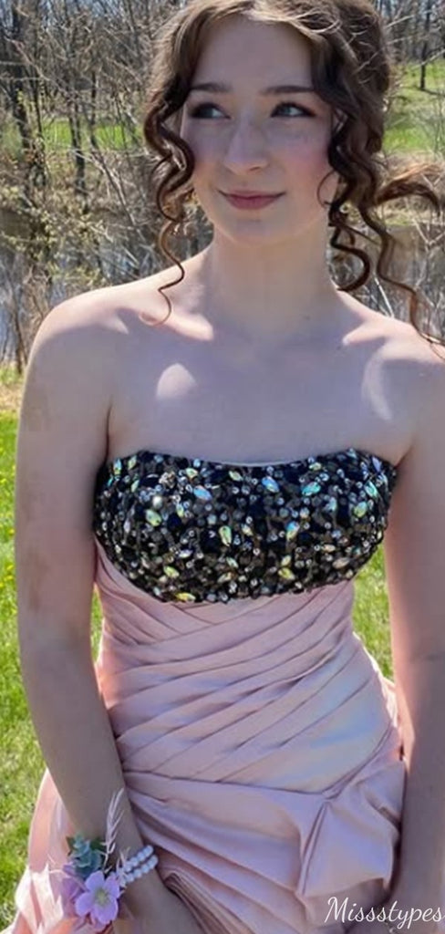 Gorgeous Strapless High-low Long Prom Dress Ideas, Evening Party Dresses,ZX961