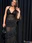 Sexy Halter V-neck Mermaid Long Prom Dress Ideas, Evening Party Dresses,ZX963