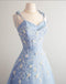 New Arrival Blue Appliqued Spaghetti Strap A-Line Women Mini Party Homecoming Dresses,HM252