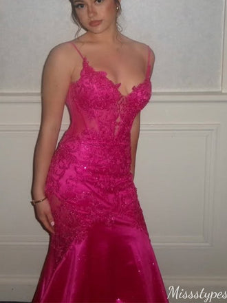 Gorgeous Spaghetti Strap Mermaid Long Prom Dress Ideas, Evening Party Dresses,ZX966