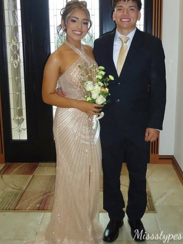 Gorgeous Halter Mermaid Long Prom Dress Ideas, Evening Party Dresses,ZX967